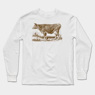 Jersey Cow Vintage Illustration Long Sleeve T-Shirt